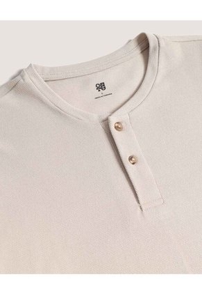 Camiseta  Para Hombre Manga Larga Cuello Henley Color Avena Marca Ostu #60091892