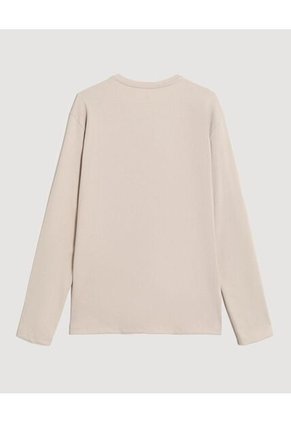 Camiseta  Para Hombre Manga Larga Cuello Henley Color Avena Marca Ostu #60091892