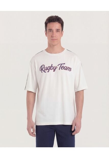 Camiseta  Para Hombre Manga Corta Cuello Redondo Color Crema Marca Ostu #60091832