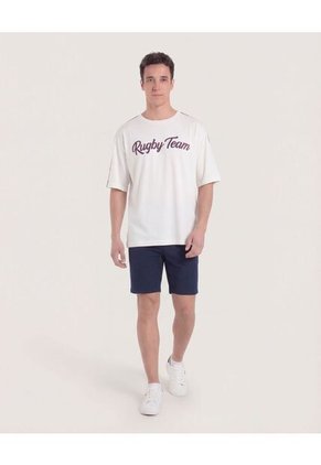 Camiseta  Para Hombre Manga Corta Cuello Redondo Color Crema Marca Ostu #60091832