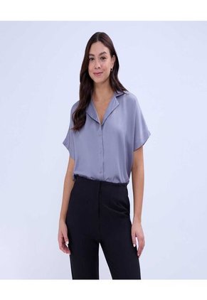 Camisa Para Mujer Manga Corta Color Gris Marca Ostu #40010272