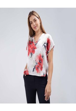 Blusa Para Mujer Manga Corta Color Rojo Marca Ostu #40121000