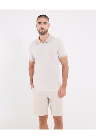 Polo  Para Hombre Cuello Tejido Sin Bolsillo Color Avena Marca Ostu #60110855 Ostu