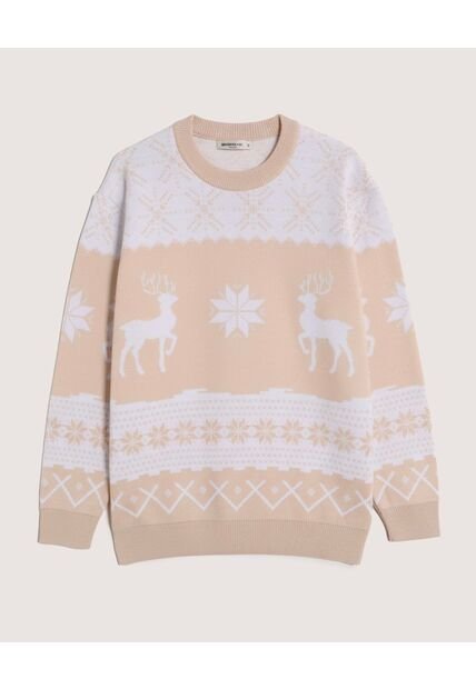 Saco Unisex Cuello Redondo Color Crema Marca Ostu #60330054