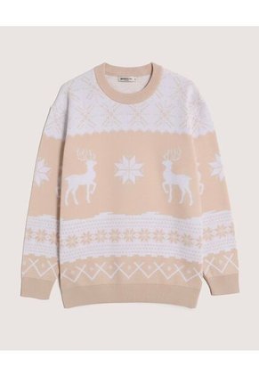 Saco Unisex Cuello Redondo Color Crema Marca Ostu #60330054