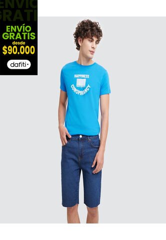 Bermuda Para Hombre Slim Color Azul  Marca Ostu #60100242 Ostu