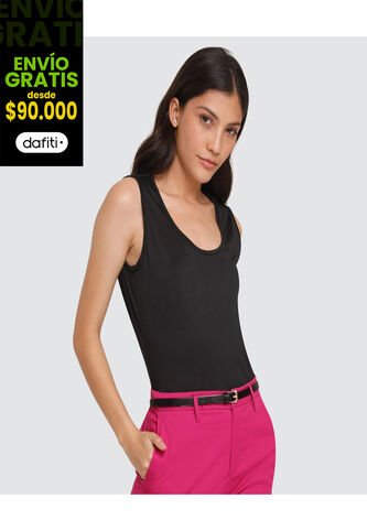 Top Para Mujer Cuello Redondo Color Negro Marca Ostu #40220243 Ostu