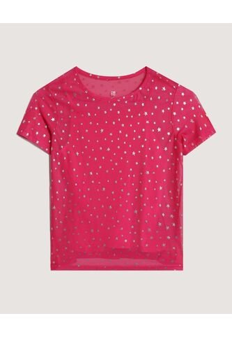 Camiseta  Infantil Niña Manga Corta Cuello Redondo Color Fucsia Marca Ostu #90090360 Ostu