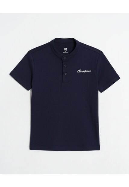 Polo  Infantil Niño Manga Corta Color Azul Marca Ostu #80110116