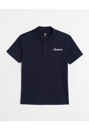 Polo Infantil Niño Manga Corta Color Azul Marca Ostu #80110116