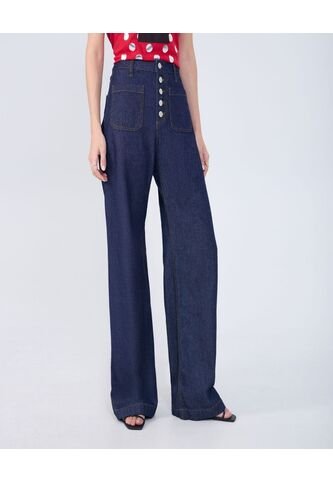 Jean Para Mujer Wide-Leg Color Azul  Marca Ostu #40160493 Ostu