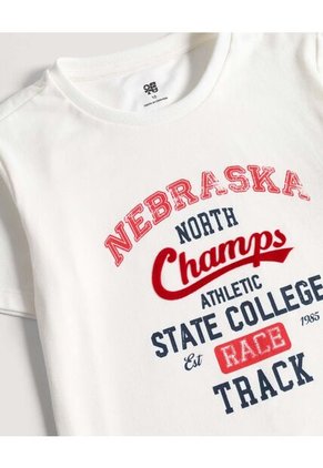 Camiseta Infantil Niño Manga Corta Cuello Redondo Color Crema Marca Ostu #80090311