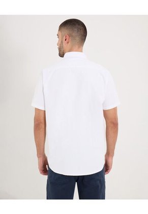 Camisa  Para Hombre Manga Corta Con Bolsillo Cuello Casual M Color Blanco Marca Ostu #60010894