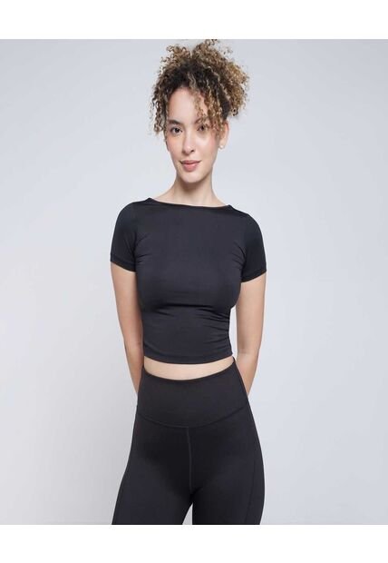 Crop Top Para Mujer Manga Corta Color Negro Marca Ostu #40092171