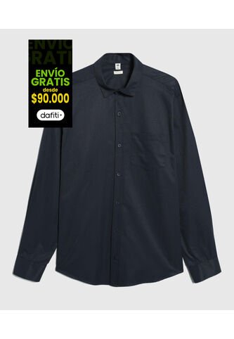 Camisa Para Hombre Manga Larga Con Bolsillo Color Azul  Marca Ostu #60010645 Ostu