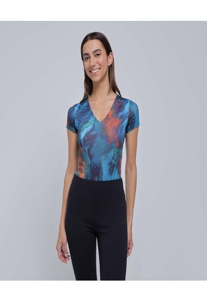 Body Para Mujer Manga Corta Color Azul  Marca Ostu #40200133