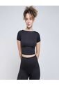 Crop Top Para Mujer Manga Corta Color Negro Marca Ostu #40092171 de Ostu