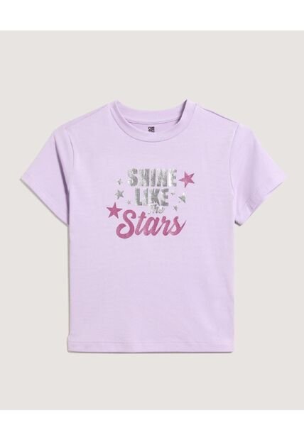 Camiseta  Infantil Niña Manga Corta Cuello Redondo Color Lila Marca Ostu #90090344