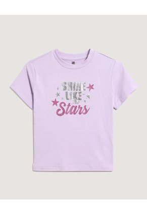 Camiseta Infantil Niña Manga Corta Cuello Redondo Color Lila Marca Ostu #90090344
