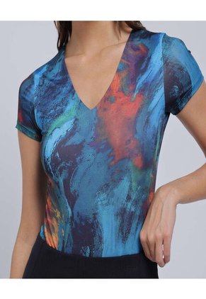 Body Para Mujer Manga Corta Color Azul  Marca Ostu #40200133