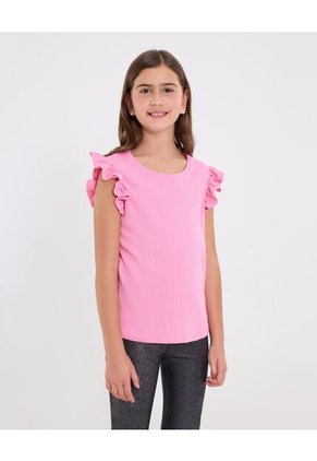 Camiseta Infantil Niña Manga Sisa Cuello Redondo Color Rosado Marca Ostu #90090335