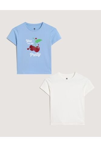 Camiseta X2 Infantil Niña Manga Corta Cuello Redondo Color Surtido Marca Ostu #90090332 Ostu