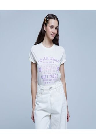 Camiseta Para Mujer Manga Corta Color Blanco Marca Ostu #40092051 Ostu