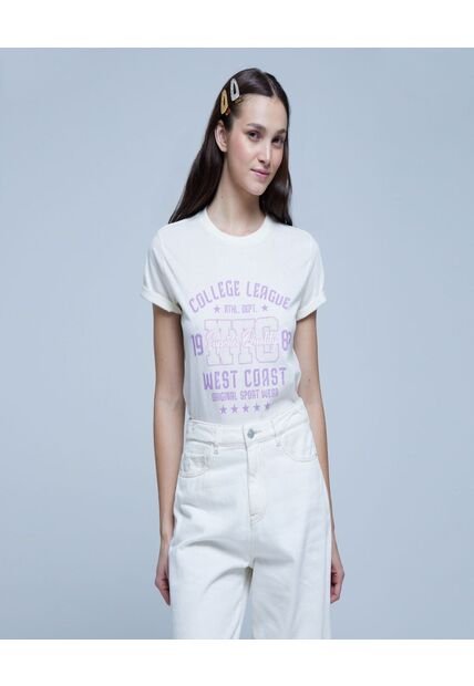 Camiseta Para Mujer Manga Corta Color Blanco Marca Ostu #40092051