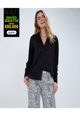 Camisa Para Mujer Manga Larga Color Negro Marca Ostu #40010177 Ostu