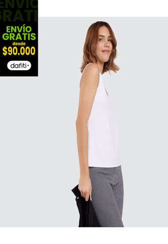Top Para Mujer Cuello Redondo Color Blanco Marca Ostu #40220243 Ostu