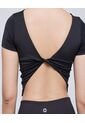 Crop Top Para Mujer Manga Corta Color Negro Marca Ostu #40092171 de Ostu