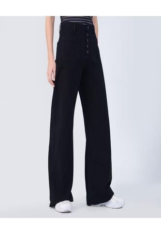 Jean Para Mujer Wide-Leg Color Negro Marca Ostu #40160494 Ostu