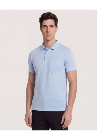 Polo  Para Hombre Cuello Tejido Con Bolsillo Color Azul Marca Ostu #60110874 Ostu