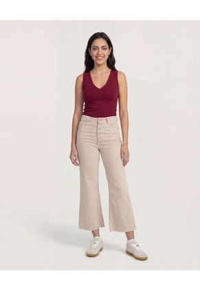 Jean Para Mujer Crop Flare Color Beige Marca Ostu #40160467