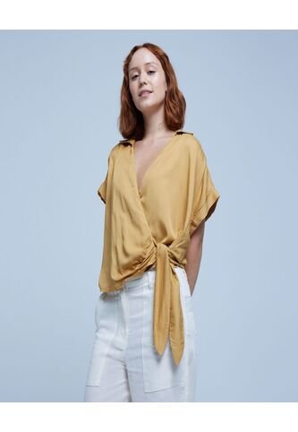 Blusa Para Mujer Manga Corta Color Amarillo  Marca Ostu #40120915 Ostu