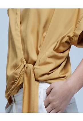 Blusa Para Mujer Manga Corta Color Amarillo  Marca Ostu #40120915