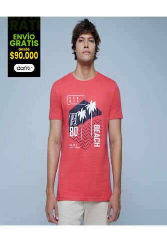 Camiseta Para Hombre Manga Corta Color Rojo Marca Ostu #60091214 Ostu