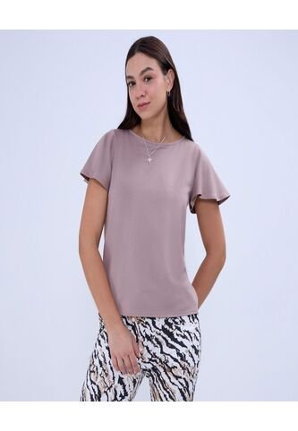Camiseta Para Mujer Manga Corta Color Café  Marca Ostu #40092223 Ostu