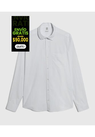 Camisa Para Hombre Manga Larga Con Bolsillo Color Blanco Marca Ostu #60010645 Ostu