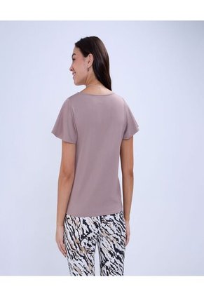 Camiseta Para Mujer Manga Corta Color Café Marca Ostu #40092223