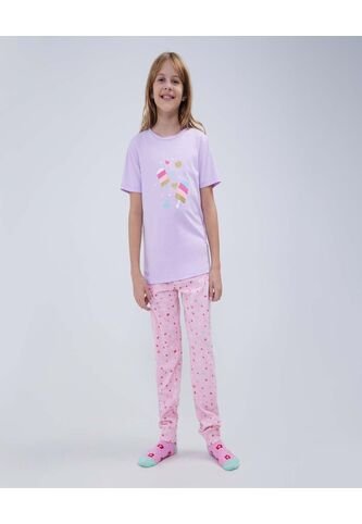 Pijama Para Niña M/C P/L Color Lila  Marca Ostu #90040061 Ostu