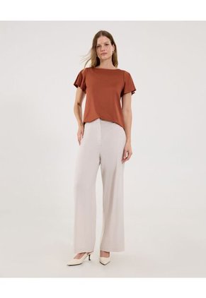 Camiseta Para Mujer Manga Corta Cuello Redondo Color Terracota Marca Ostu #40092567