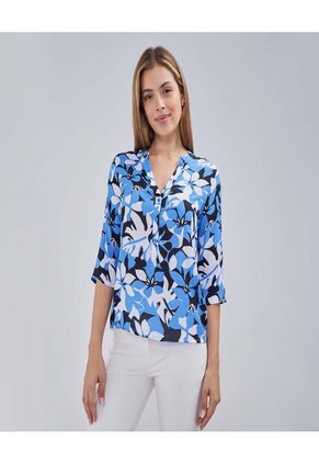 Blusa Para Mujer Manga 3/4 Color Azul Marca Ostu #40120984