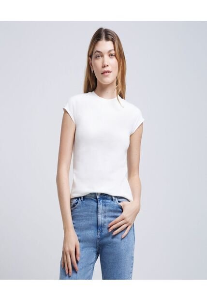 Camiseta Para Mujer Manga Corta Color Crema Marca Ostu #40092145