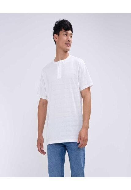 Camiseta Para Hombre Manga Corta Cuello Henley Color Crema Marca Ostu #60091534