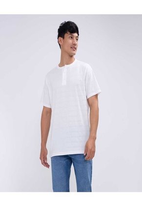 Camiseta Para Hombre Manga Corta Cuello Henley Color Crema Marca Ostu #60091534