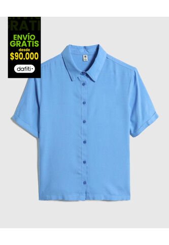 Camisa Para Mujer Manga Corta Color Azul  Marca Ostu #40010184 Ostu