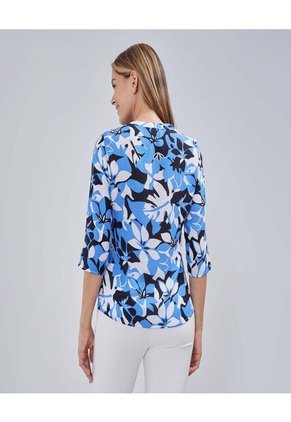 Blusa Para Mujer Manga 3/4 Color Azul Marca Ostu #40120984