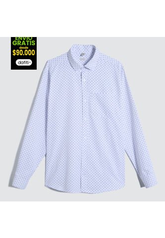 Camisa Para Hombre Manga Larga Con Bolsillo Color Blanco Marca Ostu #60010642 Ostu