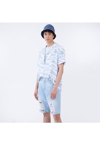 Camisa Para Hombre Manga Corta Sin Bolsillo Color Azul  Marca Ostu #60010600 Ostu